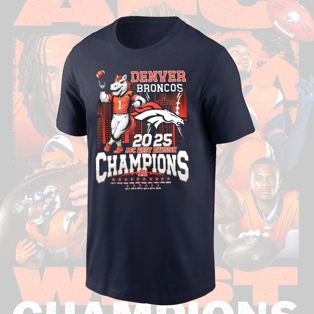 Denver Broncos 2025 AFC West Division Champions Locker Room V3 T-Shirt 165